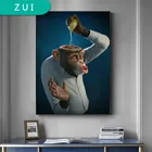 Картина на холсте лимонный в обезьяне, смешное животное, настенный плакат и принты, Современный домашний декор для гостиной