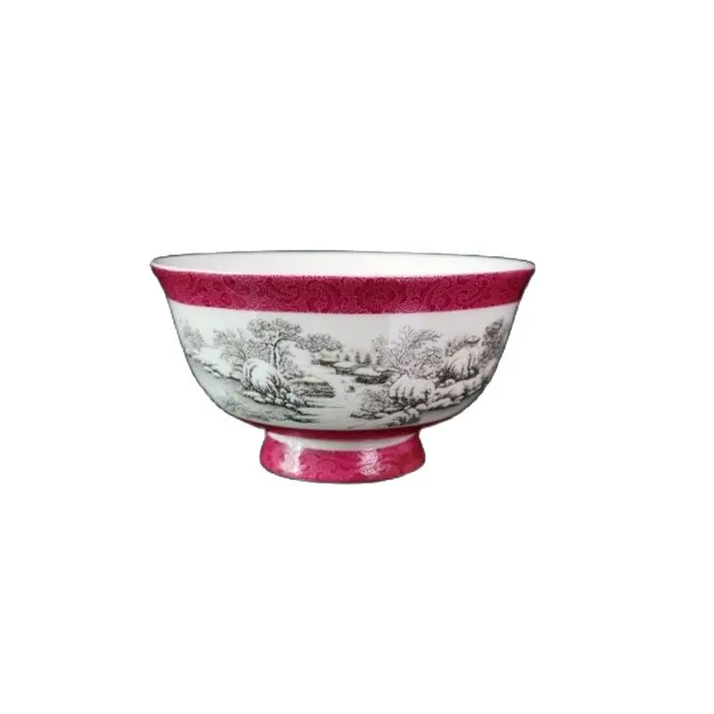 

Jingdezhen Porcelain, Qing Dynasty Qianlong Ink Color Snow Scenery Bowl Porcelain Collection