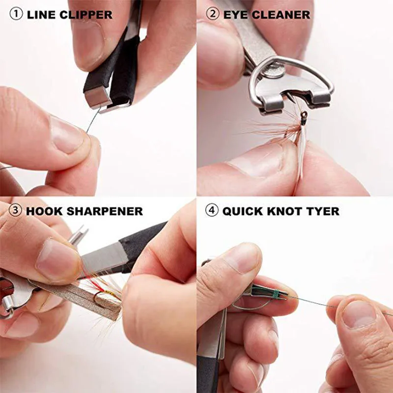 

4 In 1 Fishing Tool Quick Knot Fishing Nipper Hook Sharpener Line Tool Set