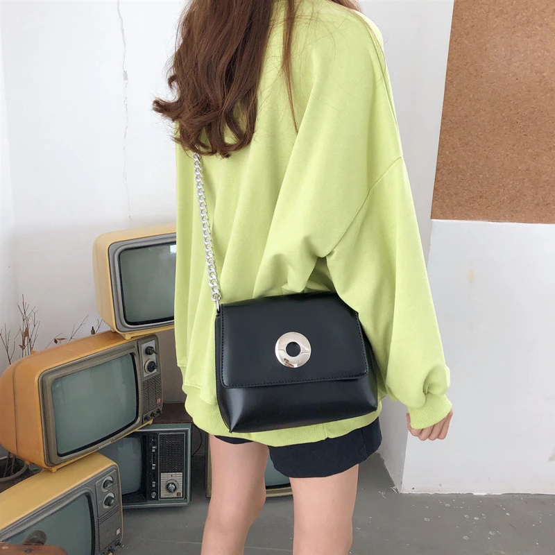 Модные женские сумки через плечо с широкой цепочкой маленькая сумка-мессенджер