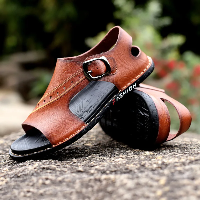

Men's Summer Shoes Sandy Beach High Quality Men Wear-resistant Trend Non-slip Fashion Indoor Slippers Soft Shoes Simplicity Flat