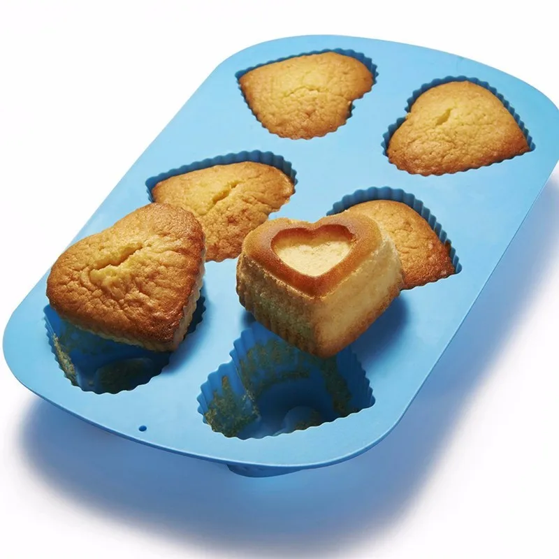 Goldbaking 6 Полость форма в виде сердца для мыла силиконовая шоколадная DIY лоток с