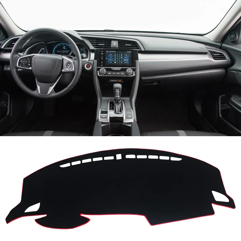 LHD Front Red Side Для Honda Civic 10th приборной панели автомобиля коврик Избегайте светильник Pad приборной панели Ковры Анти-УФ аксессуары - Название цвета: LHD Front Red Side