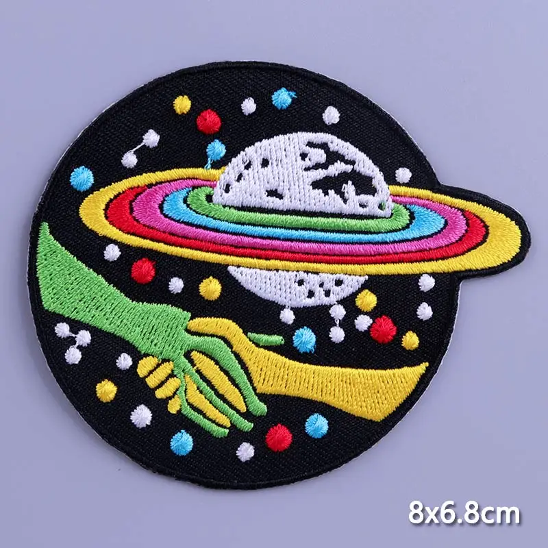 Нашивка С инопланетянином космосом Цветочная аппликация вышитая для одежды