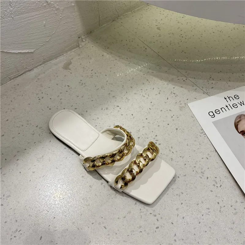 

Shoes Low Ladies' Slippers Summer Clogs Woman Luxury Slides Beach Designer Flat Soft Fabric Rubber Hoof Heels PU Chain Scandals