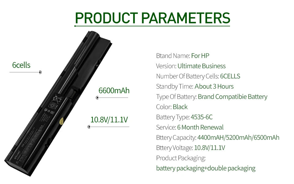 11,1 В 6 ячеек Аккумулятор для ноутбука Hp ProBook 4435s 4740 4540s 4530s 4446s 4331s 4436s 3ICR19/66-2 HSTNN-I98C-5 HSTNN-XB2F QK646AA