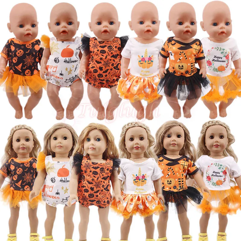 

6 Style Choose 1,Halloween Dress Bodysuits Wear For 18Inch American Doll & 43cm New Born Baby Doll Clothes Accessories