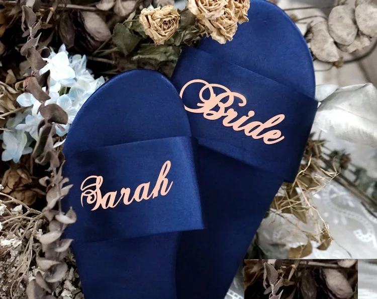 Женские свадебные шлепанцы оригинальные для невесты подружки свадебный подарок