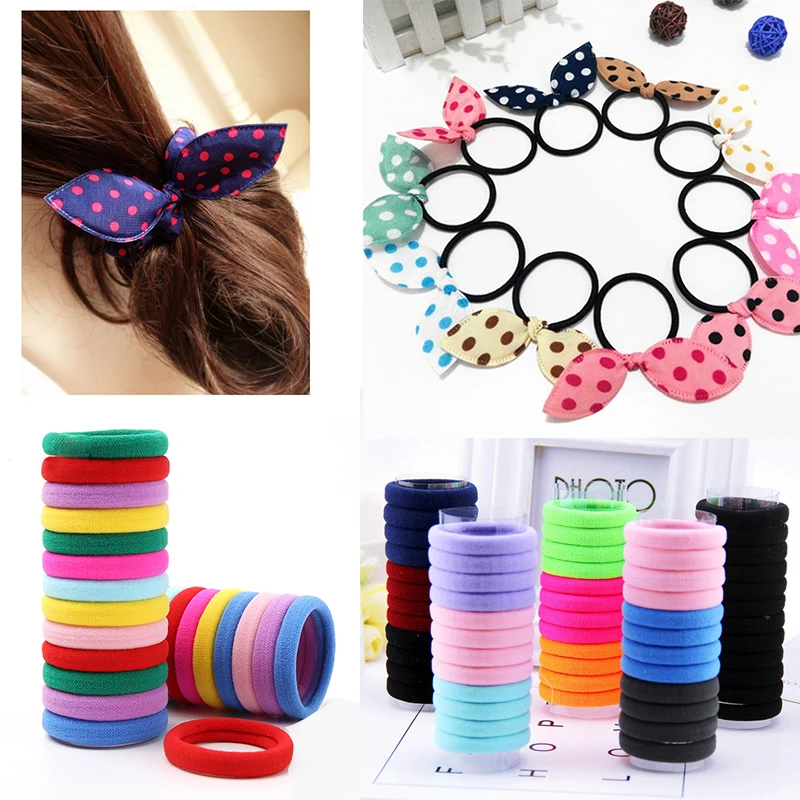 

30/10pcs Rabbit Ear Elastic Hair Bands for Women Girls Scrunchie Hair Tie Gum Rubber Rope Hair Accessories Ponytail Holder