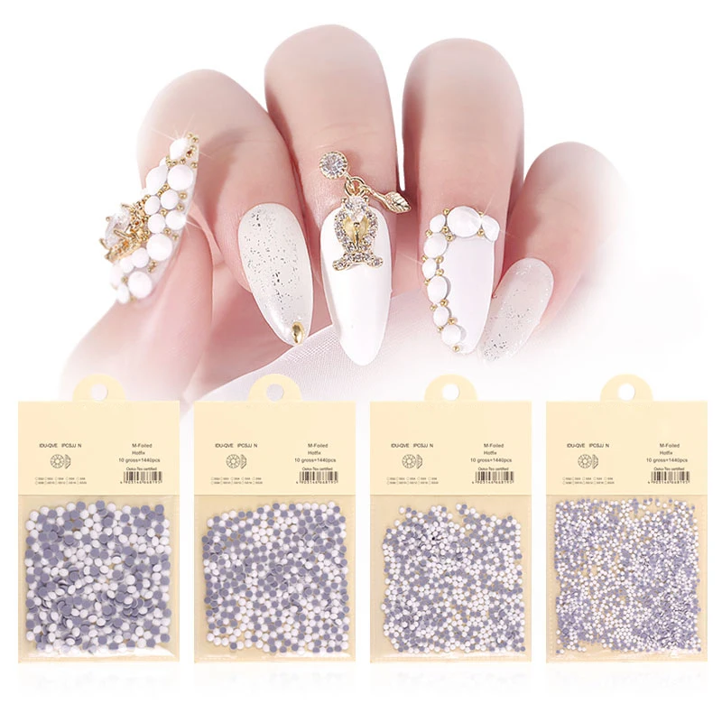 Украшение для ногтей однотонные белые стеклянные наклейки AB цветные украшения