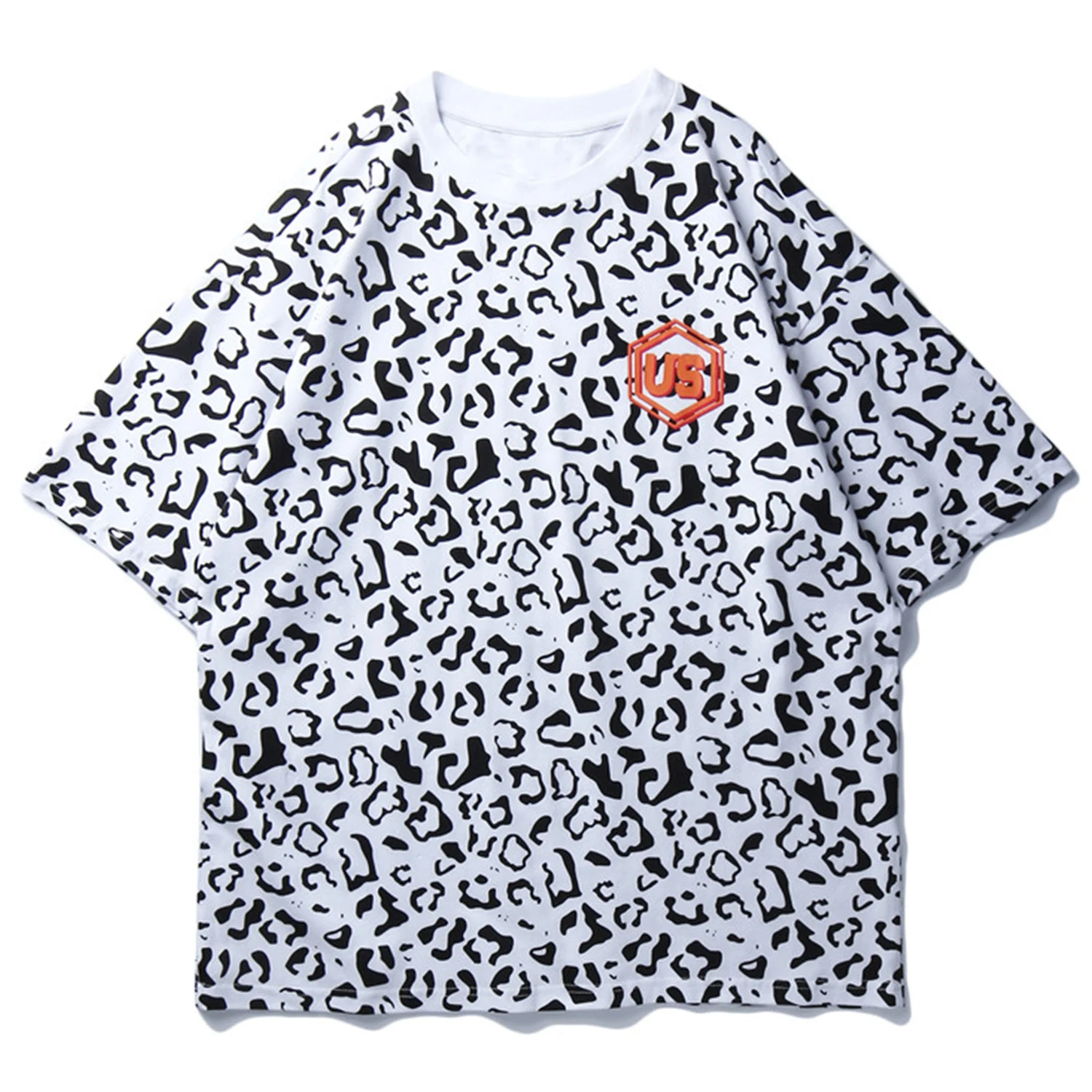 Мужская футболка в стиле хип-хоп с леопардовым принтом хлопок 2020 Харадзюку