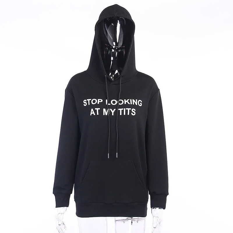 

English Printed Hooded Women 2020 Autumn and Winter European and American New Style Cool Pullover Loose Hoodie Women