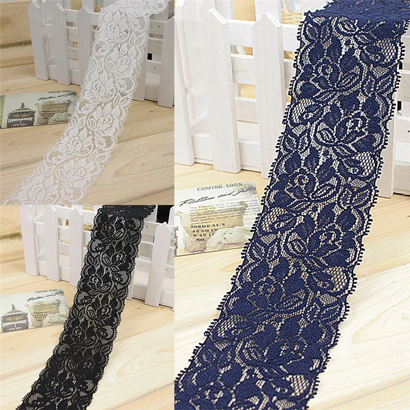 

1 Yard Elastic Lace Fabric Width 6.5cm DIY Garment Accessories Sewing Swiss Trim Wedding Lace Material 3 Colors