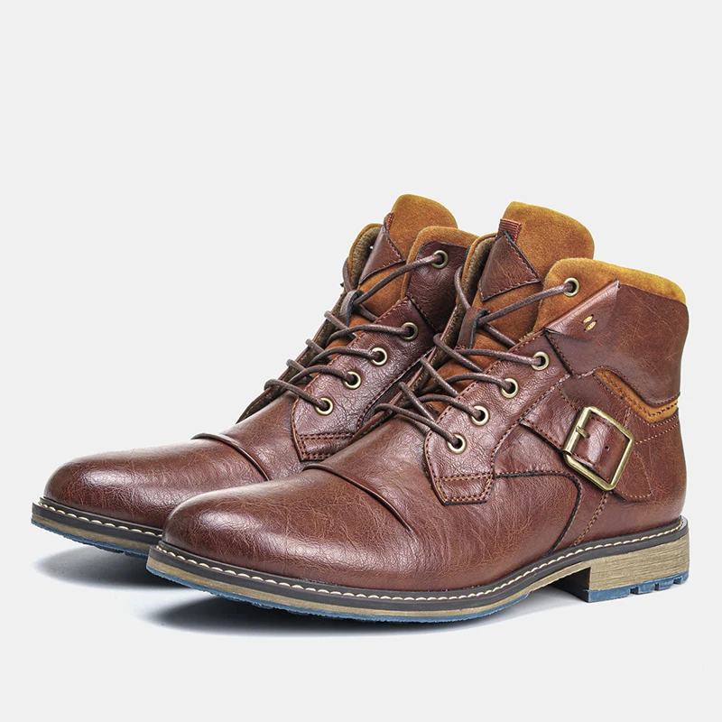 Plus Size 8-12 boots men brand Ankle fashion vintage autumn Comfortable High Quality leather boot winter shoes | Обувь