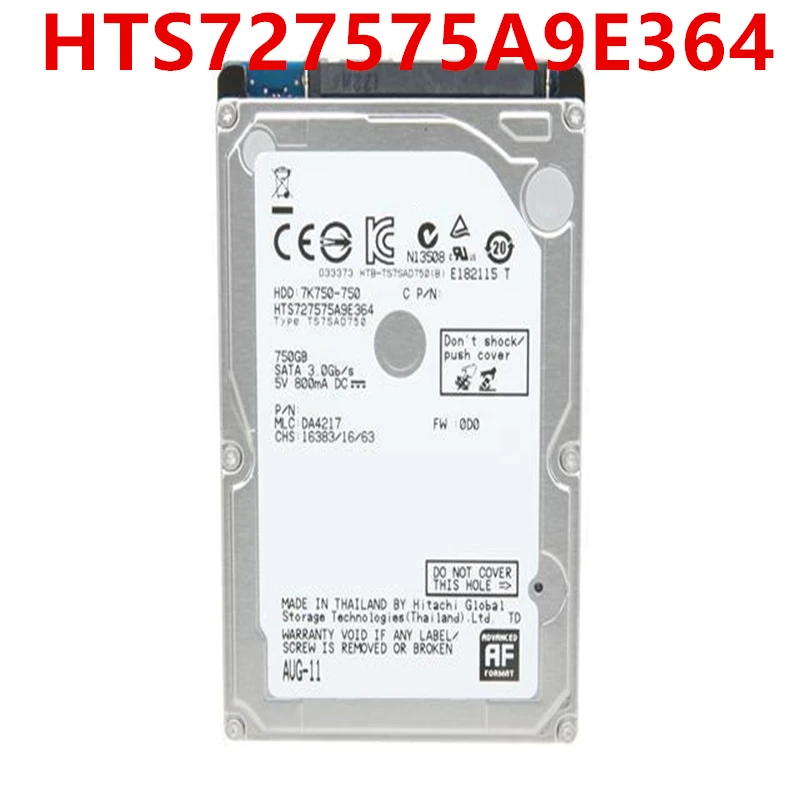 

95% New Original HDD For Hitachi 750GB 2.5" SATA 16MB 1600RPM For Internal HDD For Laptop HDD For HTS727575A9E364