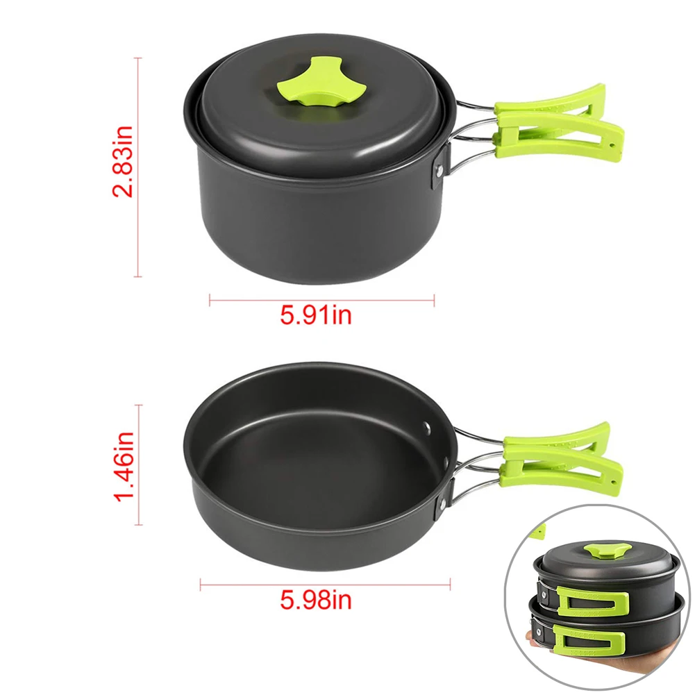 

Durable and Light Portable Camping Pot Set Folding Pot Tableware Outdoor Pot Set