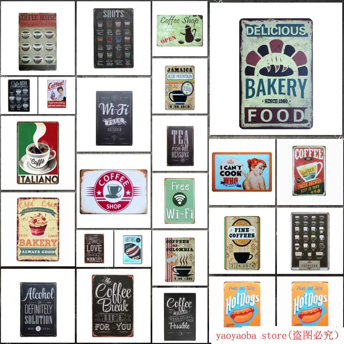 Кофейное меню для кафе бара паба Настенный декор металлический знак винтажный