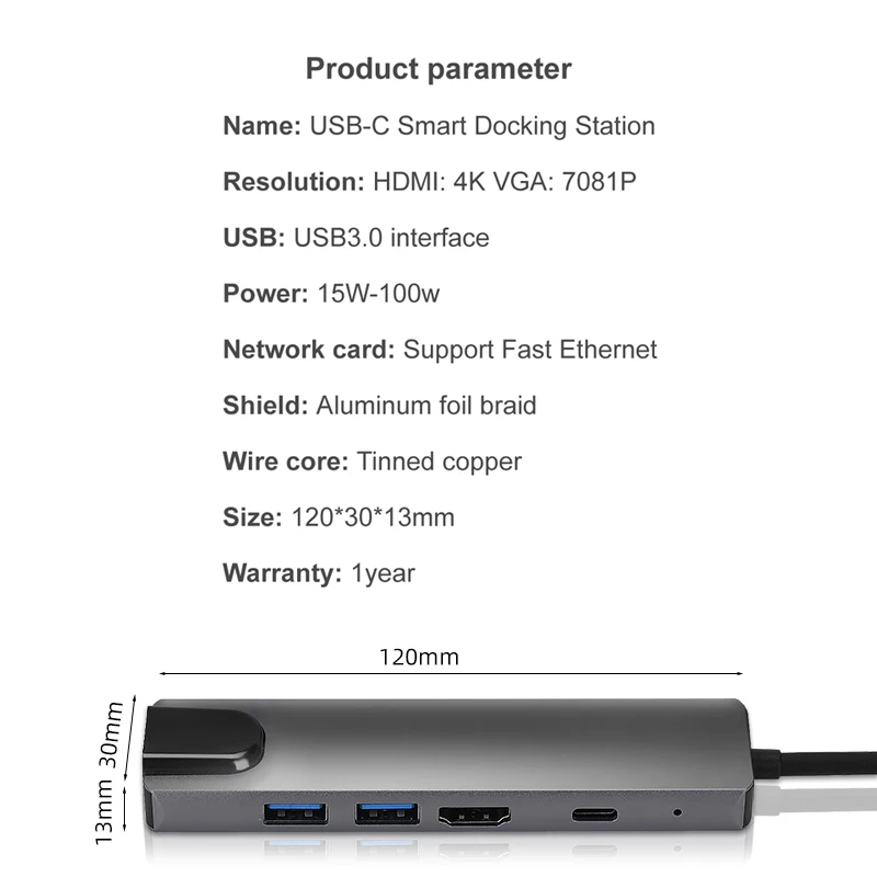 

USB C HUB Type C to Multi USB 3.0 HUB HDMI 4k RJ45 Lan Ethernet PD Quick Charger Adapter Dock for MacBook Pro docking station