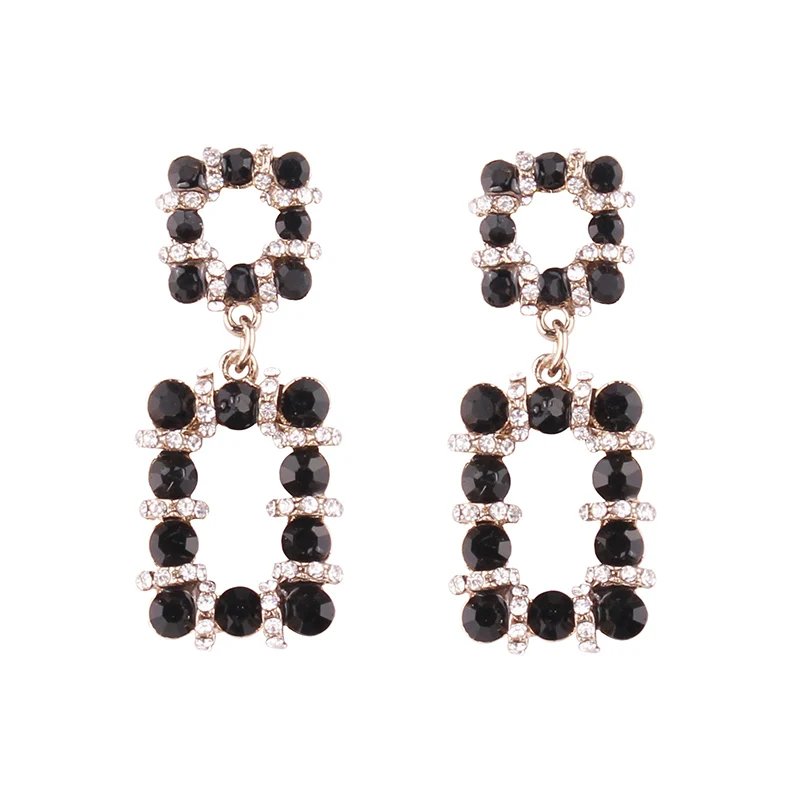 jet LUBOV зеленые акриловые висячие серьги, прямоугольные стразы, инкрустированные длинные квадратные висячие серьги с кристаллами, Модные женские ювелирные изделия, подарок - Окраска металла: jet
