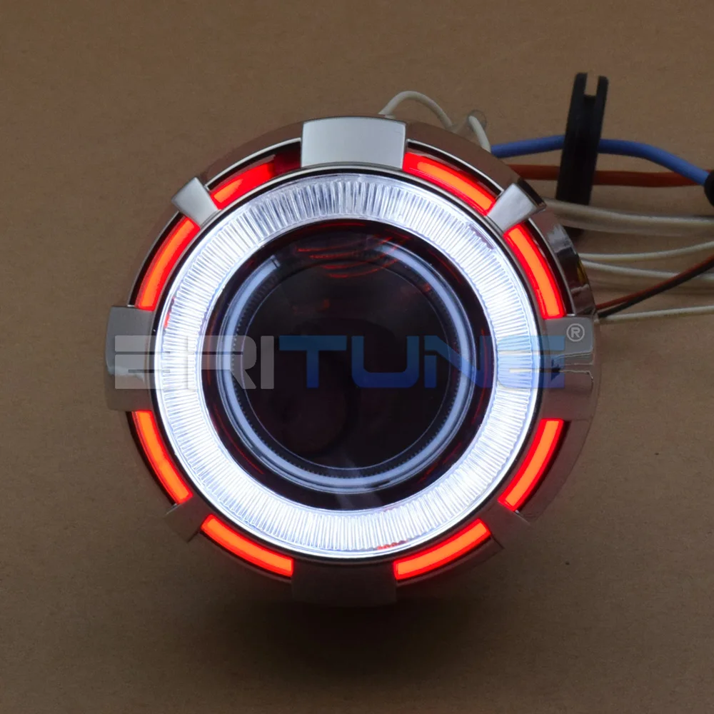 Мотоцикл линзы фар Биксеноновые HID проектор двойной CCFL ангельские глазки комплект 2,5 ''Halo бег Оптические Линзы Аксессуары тюнинг