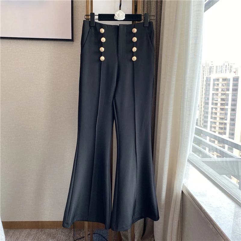 Стильные женские брюки с металлическими пуговицами льва 2020 | Женская одежда