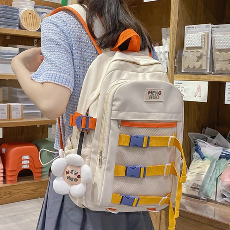 

Waterproof Nylon Women Backpack Fashion Mesh School Bag For Girls Kawaii Student Book Bag Large Capacity Travel Laptop Backpack