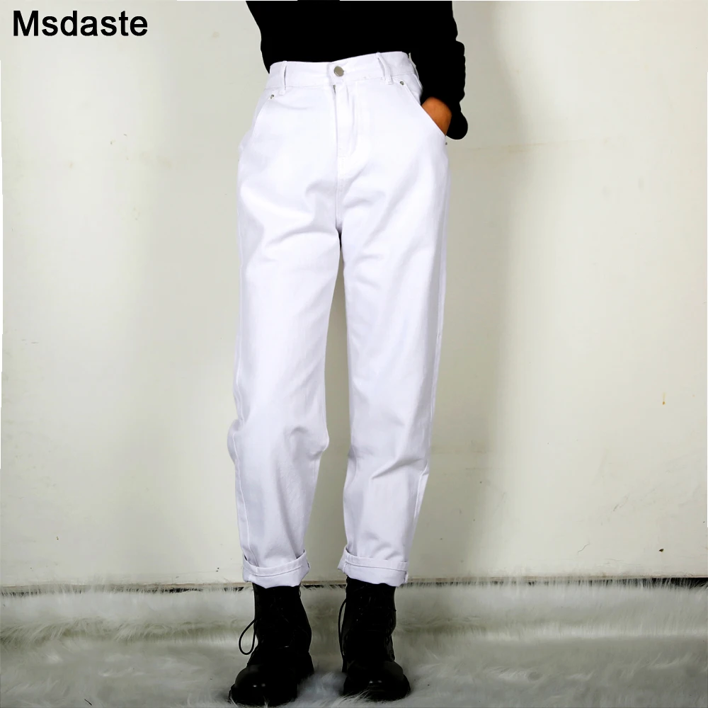 

Джинсы-шаровары женские шикарные винтажные джинсы-бойфренды с высокой талией женские повседневные Прямые джинсы брюки уличная одежда джинсовые брюки