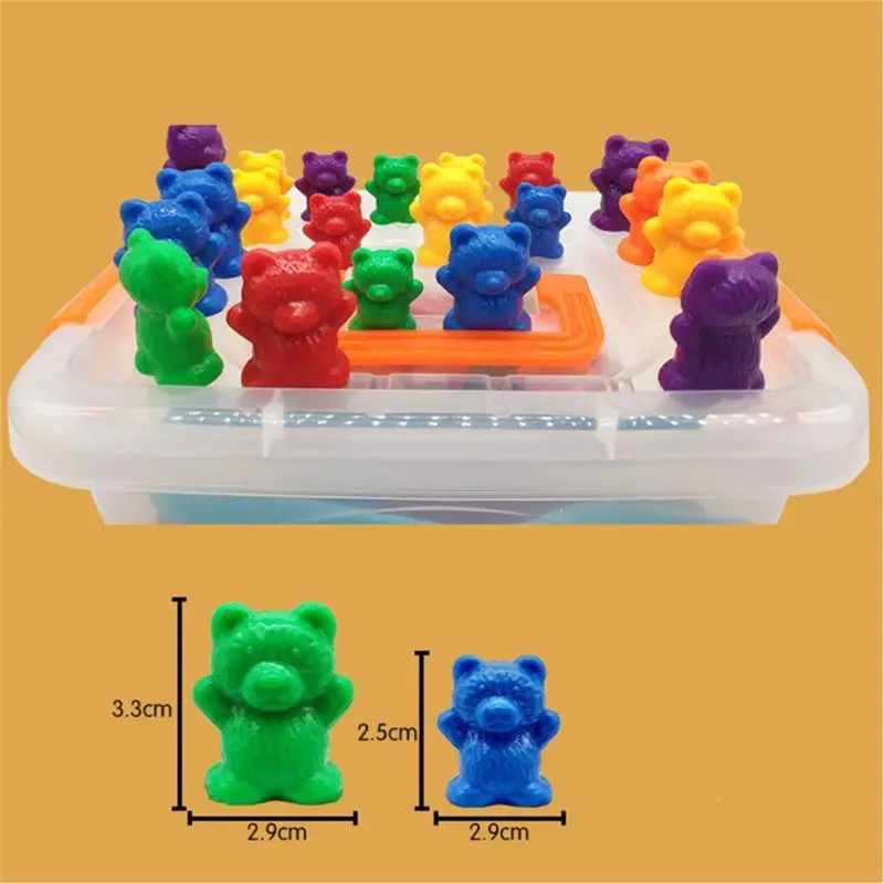 

Children Montessori Toy 1 set Boxed Counting Bear Montessori Educational Cognition Rainbow Matching Game Educational Toys