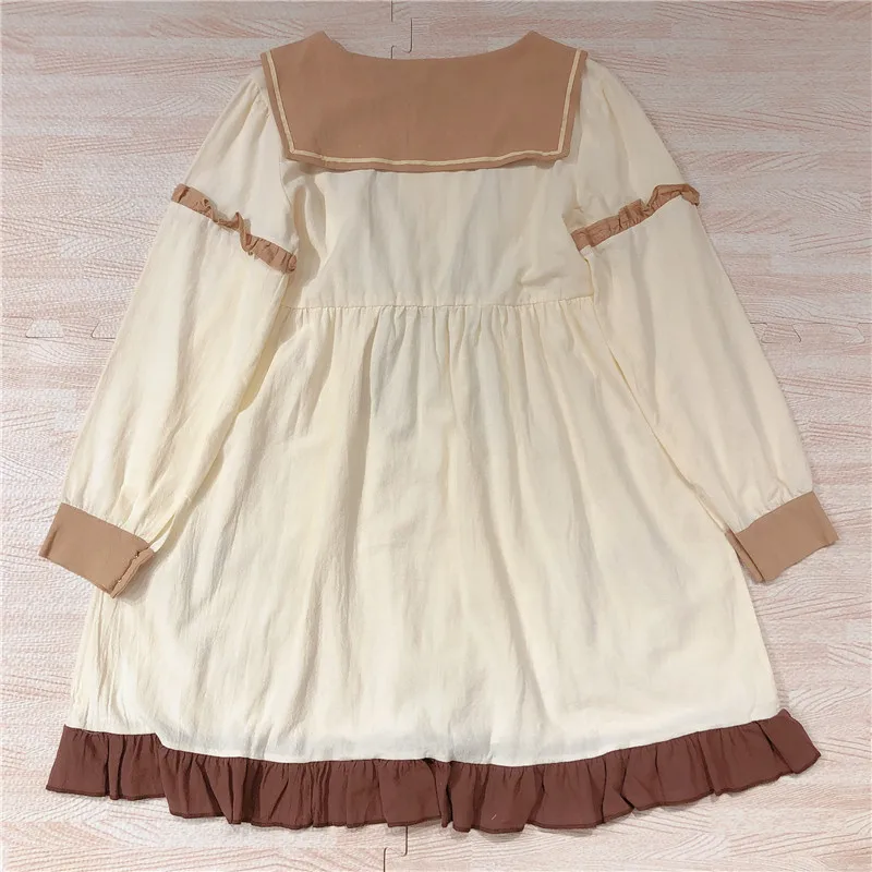 Осеннее платье с длинными рукавами в японском стиле Mori для девочек Платье бантом