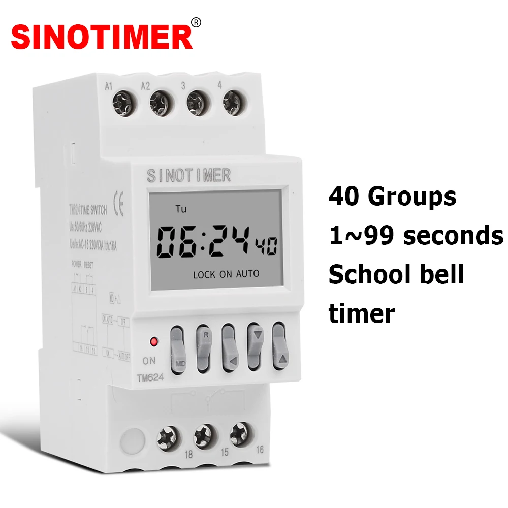 

SINOTIMER Цифровой программируемый таймер ТМ624-2 40 групп 220В