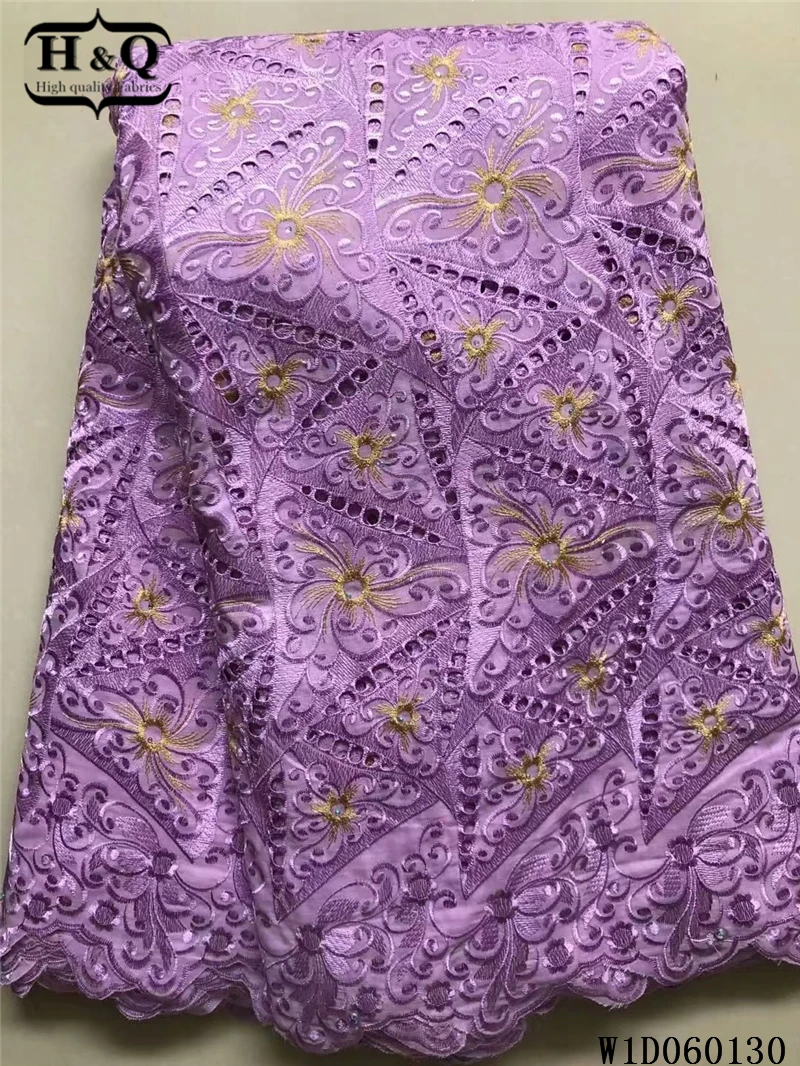 

H&Q embroidery swiss lace fabric with rhinestones and stones african voile lace 5 yards for nigerian sewing wedding party dress