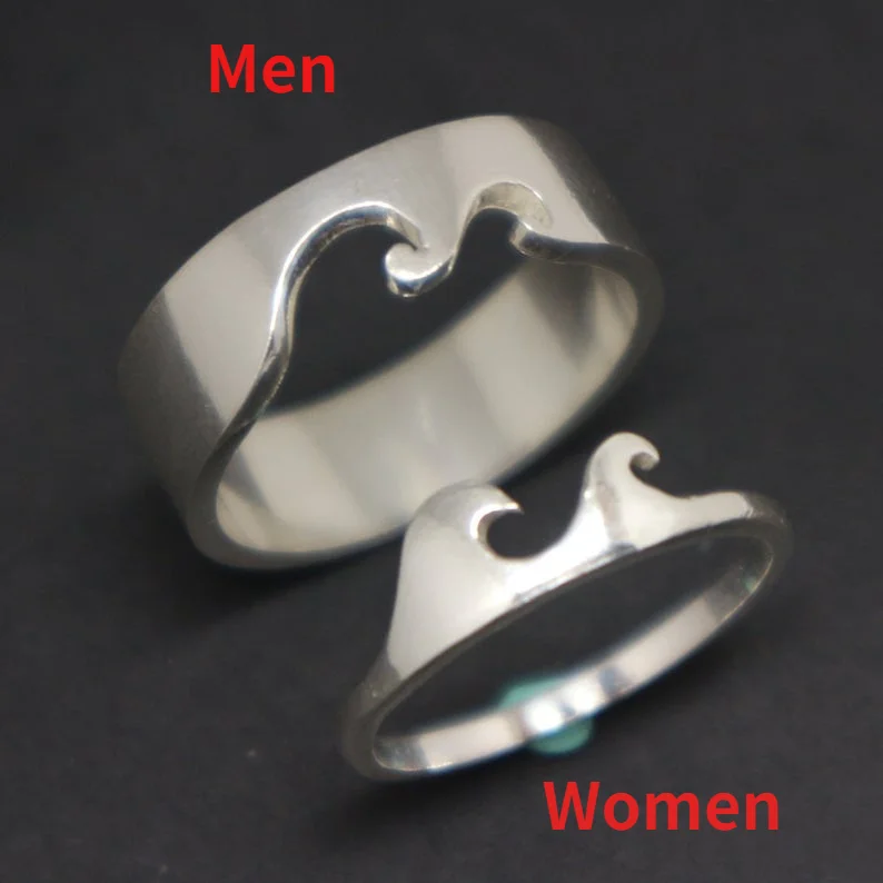

2021 New Design Geometric Wave Shape Lovers Ring Simple Silver Plated Men Women Rings Men Women Fashion Valentine's Day Gifts