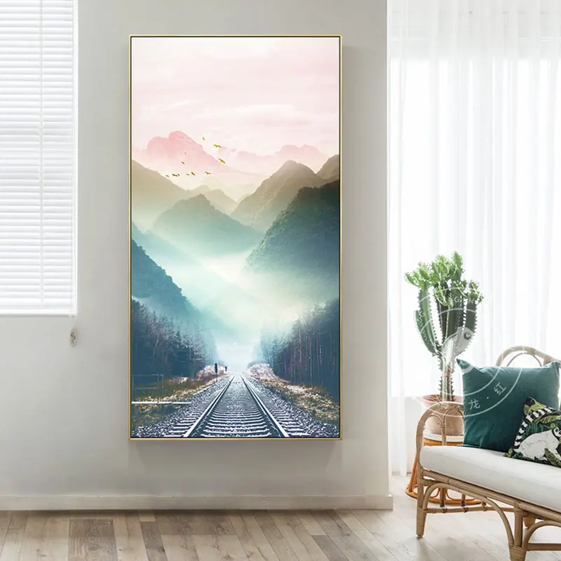

The Beautiful Mountains Scenery of The End of The Road Wall Art Painting Nodic Wall Pictures for Living Room Bedroom and Aisle