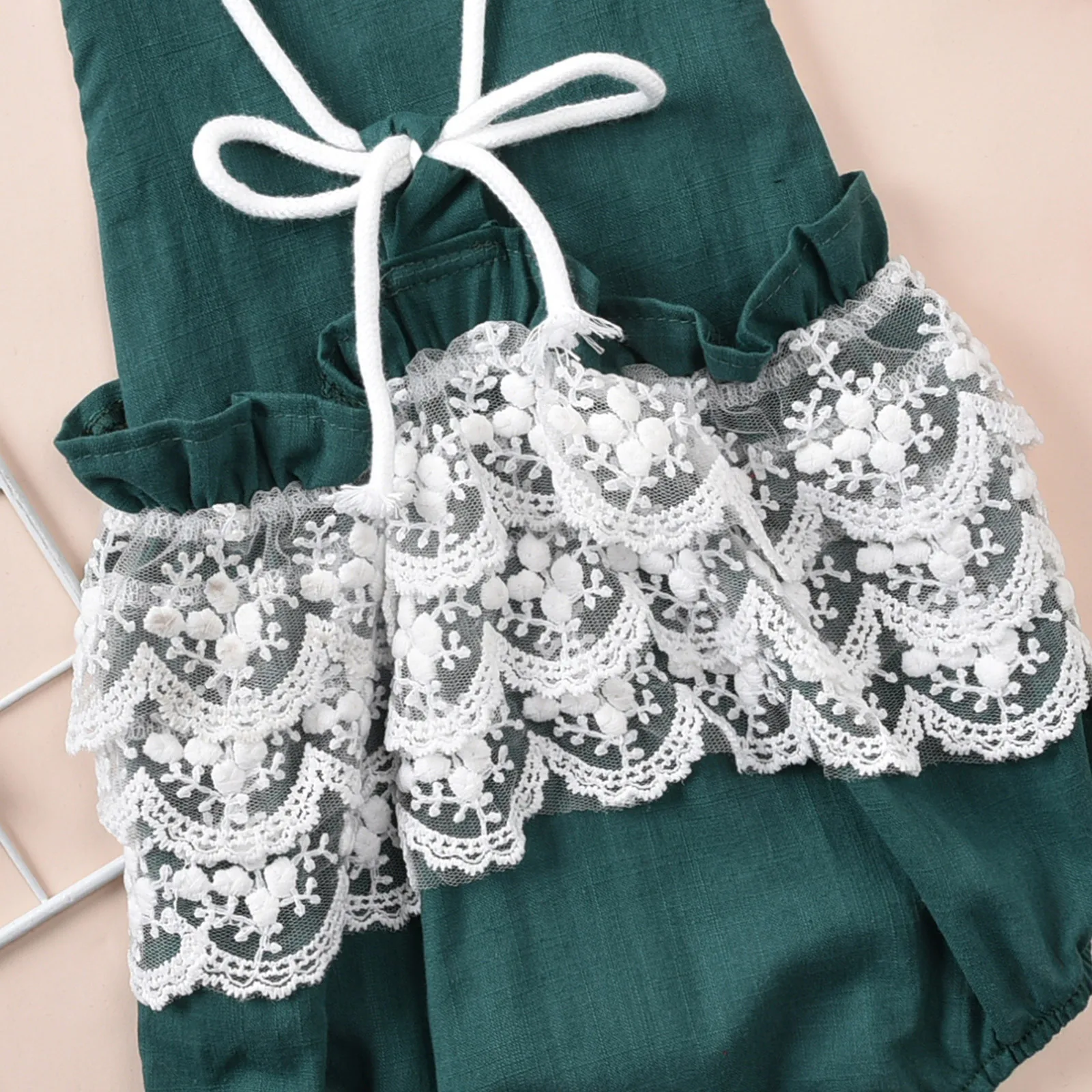 

0-18M Newborn Infant Sleeveless Lace Hollow Round Neck Clothes Sling Suspenders Skinny Multicolor Triangle Romper Jumpsuit Suits