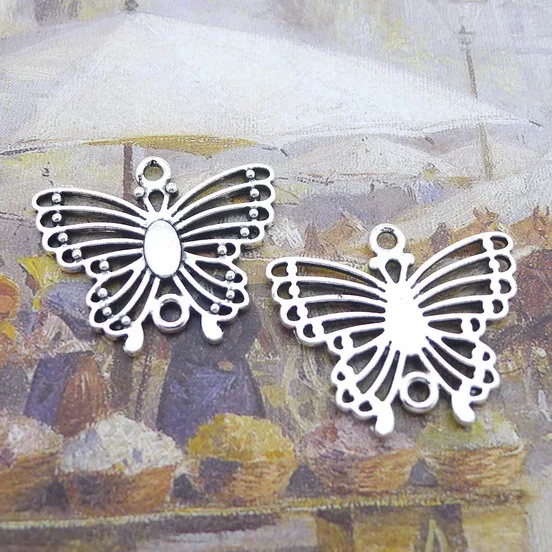 

Supplies For Jewelry Making Butterfly Connector Antique Silver Color 25x29mm 5 Pieces