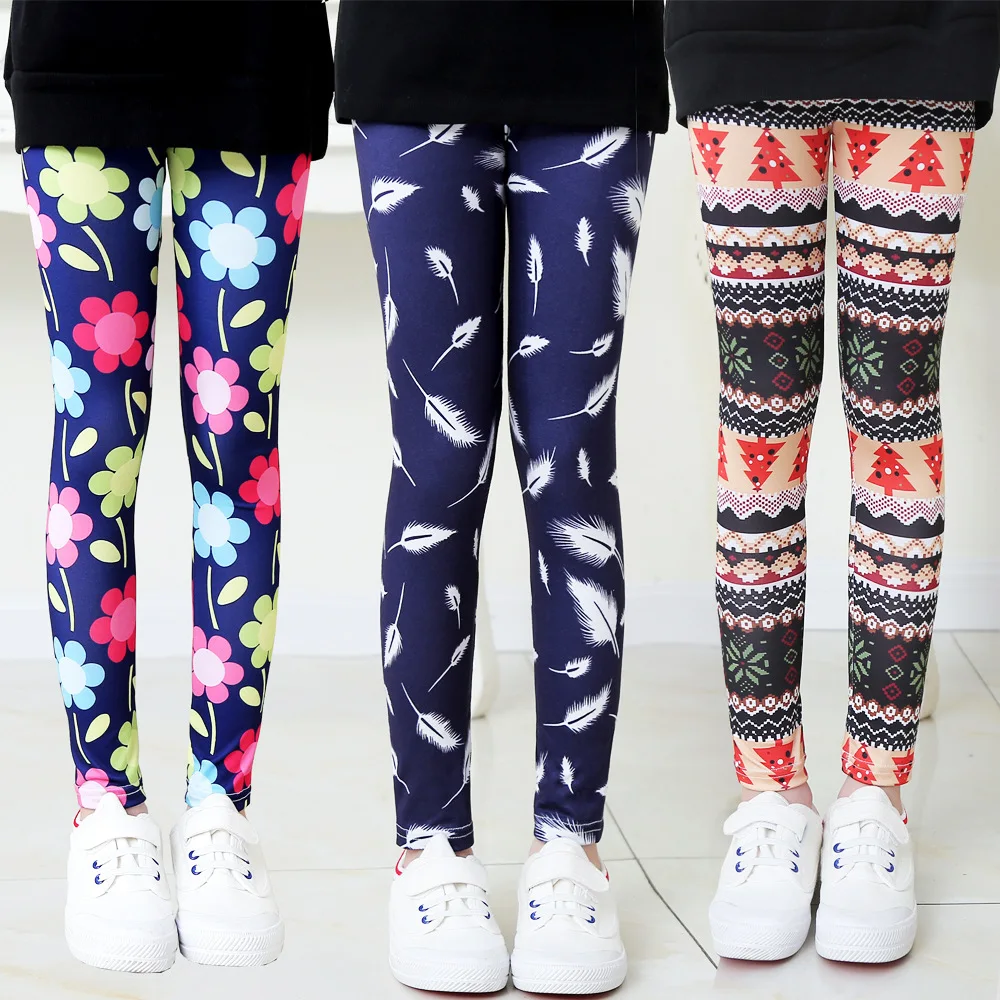 

2021 New Style Print Girl Leggings Skinny Cool Summer Girl Pants Children Kids Pants Baby Girl Clothes Trousers 4-11Y
