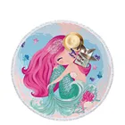 Полотенце из микрофибры с мультяшной русалочкой, большие круглые пляжные полотенца для взрослых и детей, летнее одеяло с кисточками, гобелен, 150 см