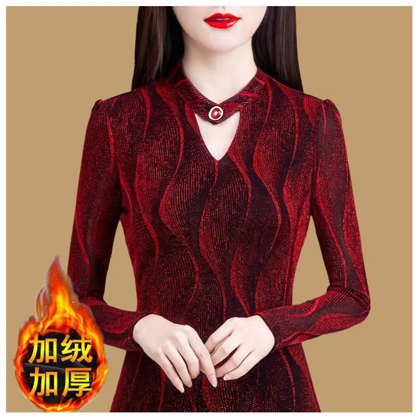 

Blouse Women Autumn Women's Top Autumn Winter Women's Long-Sleeved Lace T-shirt Mesh Blusas Mujer De Moda