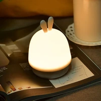 touch sensor led silicone night lights usb rechargeable dimmable timing function rabbit night lamp for kids baby bedroom decor
