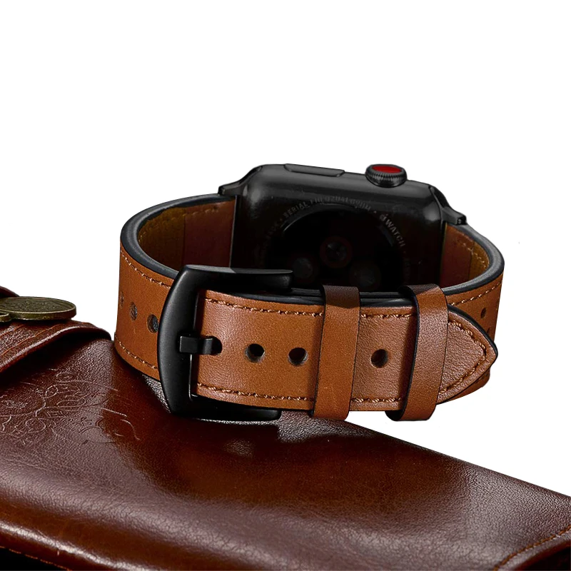 Ремешок из натуральной кожи для apple watch band 44 мм/40 мм 42 38 браслет iwatch pulseira SE/6/5/4/3/2