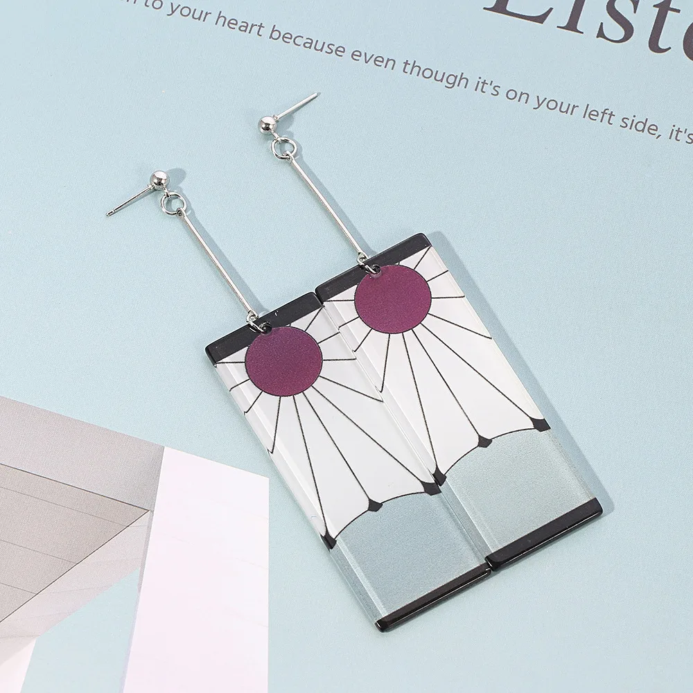 

Anime Acrylic Drop Earrings Demon Slayer Kimetsu No Yaiba Blade of Ghost Earrings for Women Men Cosplay Jewelry Accessories Gift