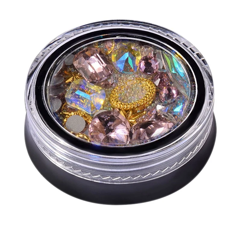 2 коробки 3D украшения для ногтей в форме наконечника прозрачный кристалл AB и 1x36 Вт