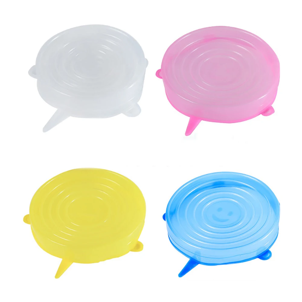 

6 Pcs/Set Universal Food Cover Keep Fresh Reusable Silicone Caps Stretch Lids For Cookware Food Dish Pot Kitchen Accessories