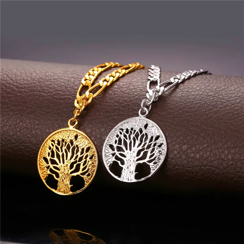 Collare Life Tree Necklaces Women Gold/Silver Color Figaro Chain Wholesale Necklace Lucky Jewelry Choker N211 | Украшения и