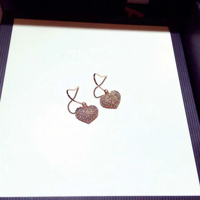 

Romantic Heart Diamonds Jewelry S925 Sterling Silver Earrings Women Fine Fashion Jewelry Engagement Silver Cute Luxury Gift Girl