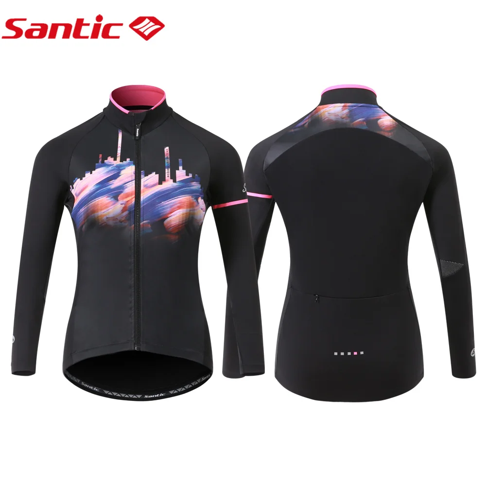 

Santic Women Cycling Jackets Winter MTB Cycling Clothes Fleece Windproof Keep Warm Cycling Coat Reflective Asian Size L0C01114
