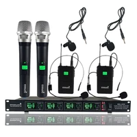 4ch uhf wireless microphone 2ch handheld microphone 2ch headset bodypack mic system stage family wedding party smu 4000ab