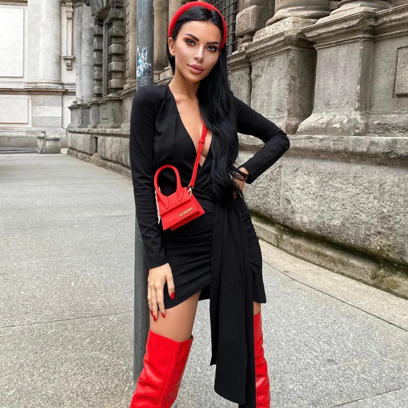 Женское Бандажное платье INDRESSME повседневное вечернее с v-образным вырезом