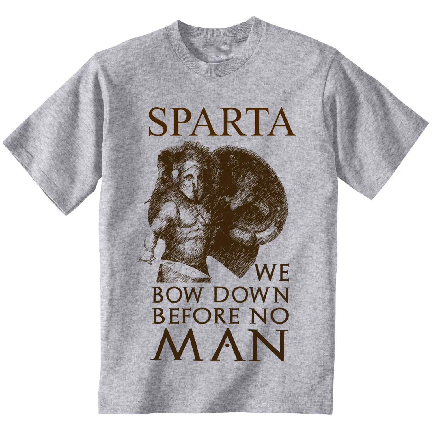 Спарта Спартанский воин 23-новая хлопковая серая Футболка серого цвета с принтом