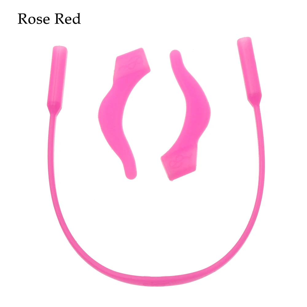 rose red 1 комплект, детские силиконовые очки, ремешок, ушные крючки, шнурок для очков, очки на веревке, держатель, спортивные очки, аксессуары, новинка - Цвет: rose red